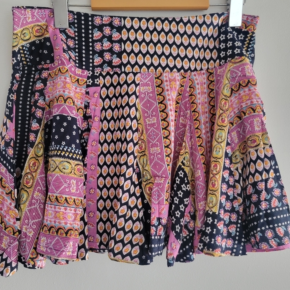 RAGA Pink Mini A-line Skirt with Pleated and Tiered Design for Casual Wear
